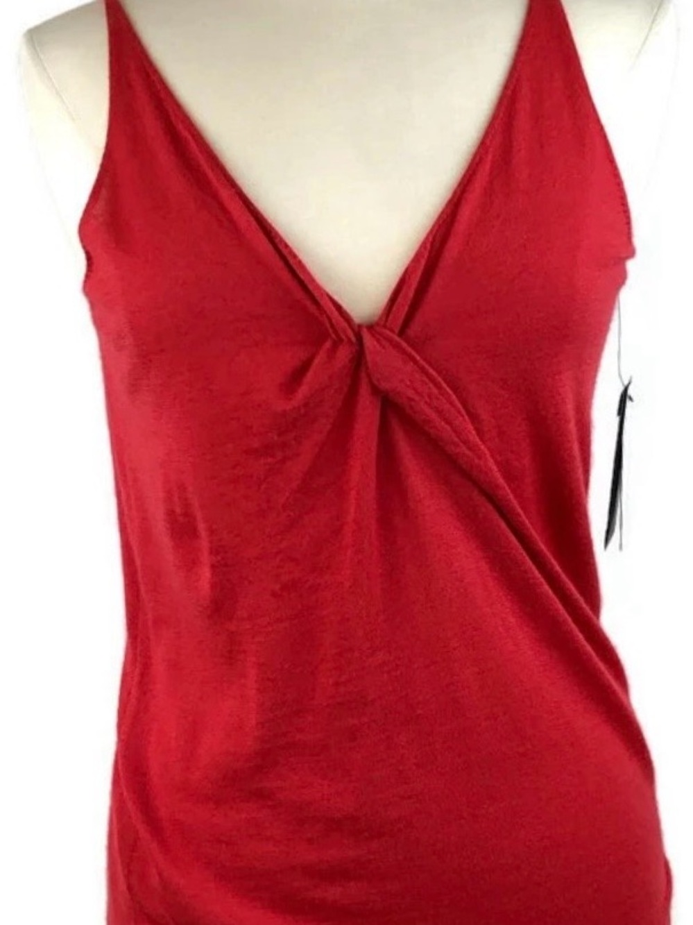 Donna Karan Cashmere Twist Front Sweater Tank Red M